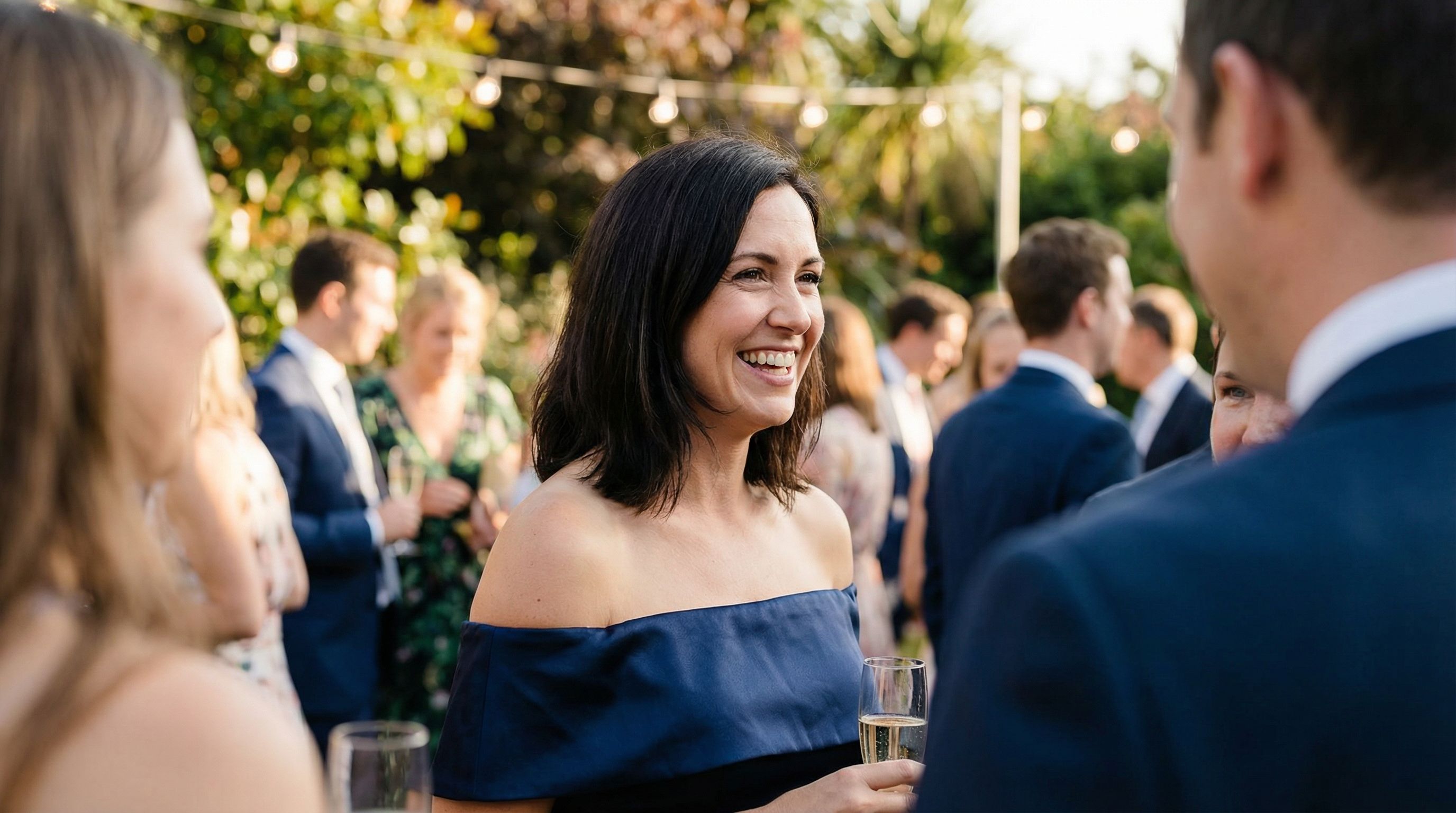 Confident woman showing natural elegant shoulder and neck results