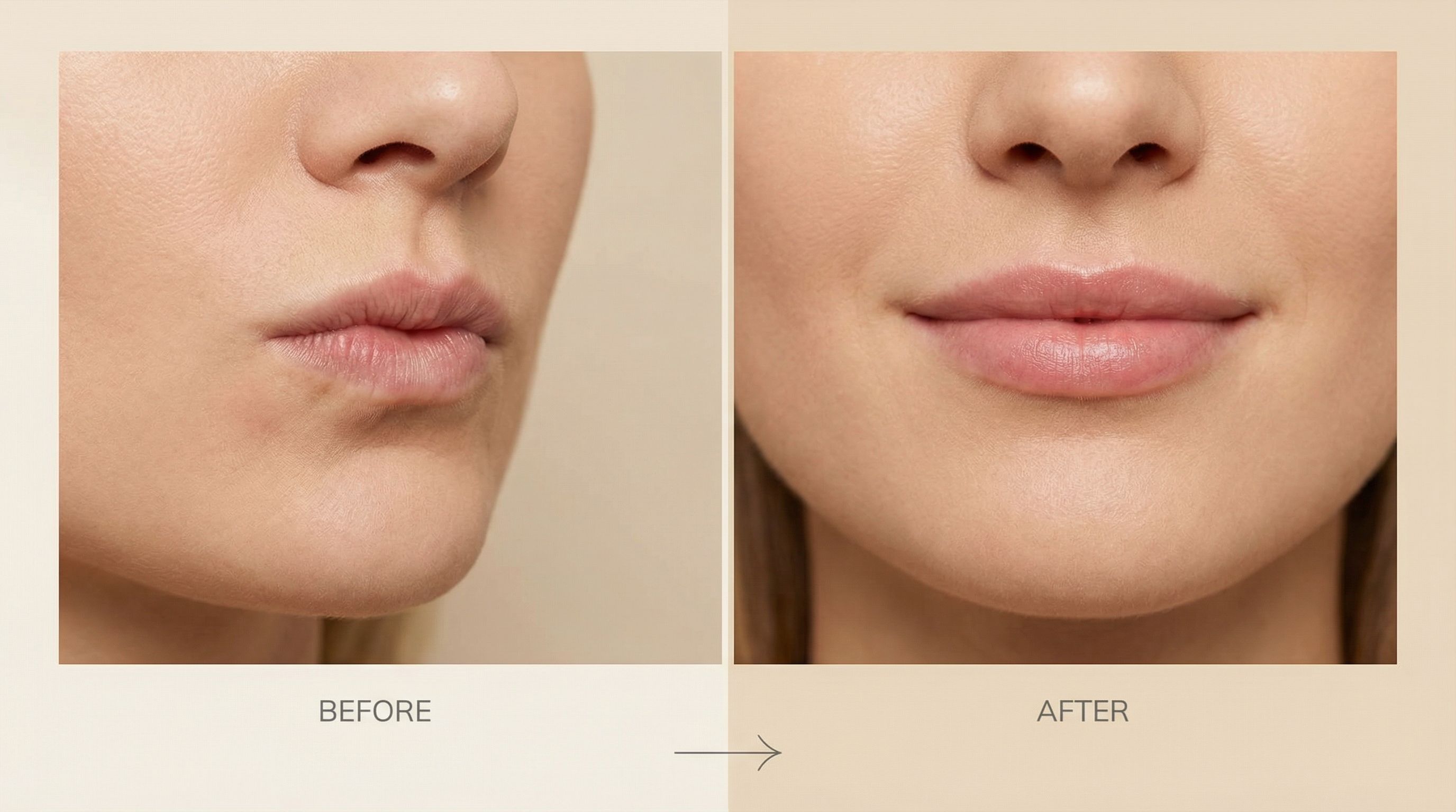 Botox lip flip before and after showing subtle upper lip enhancement