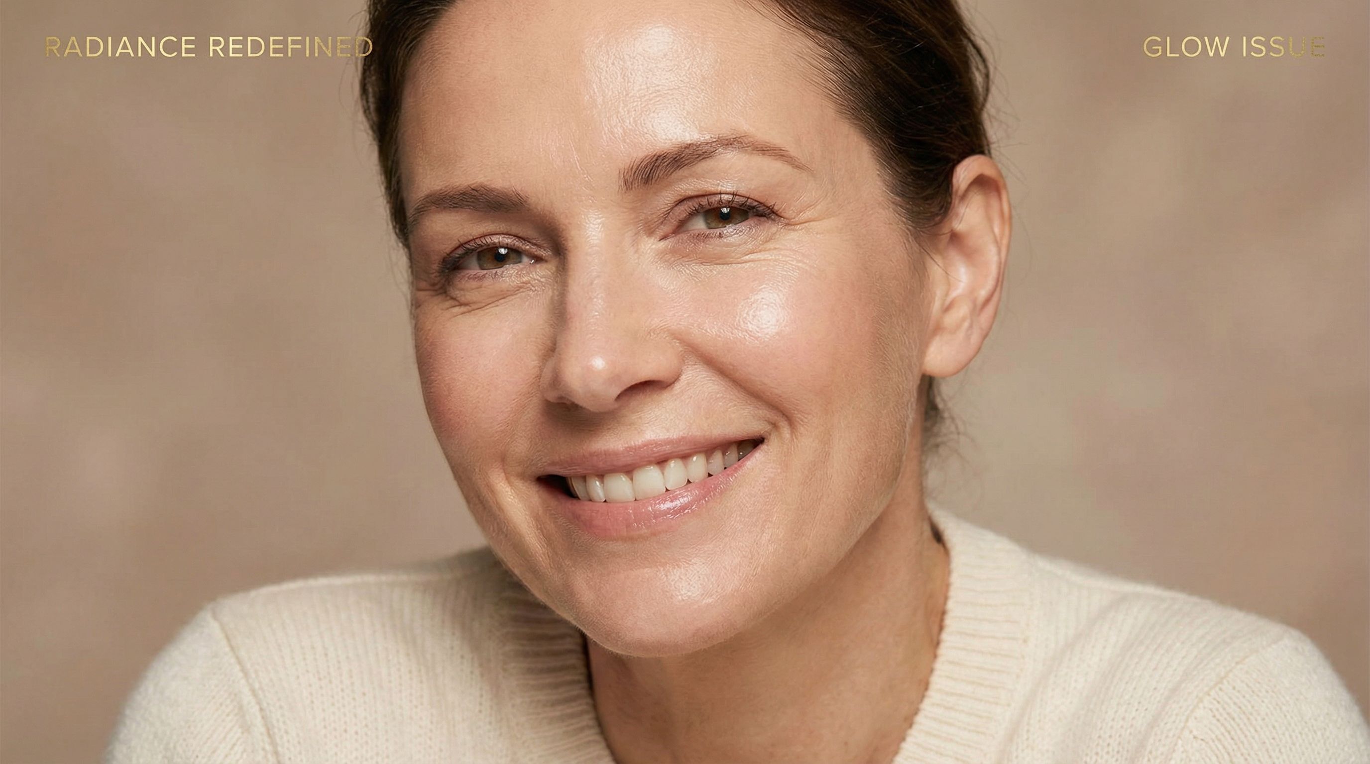 Woman with radiant glowing skin after professional skincare