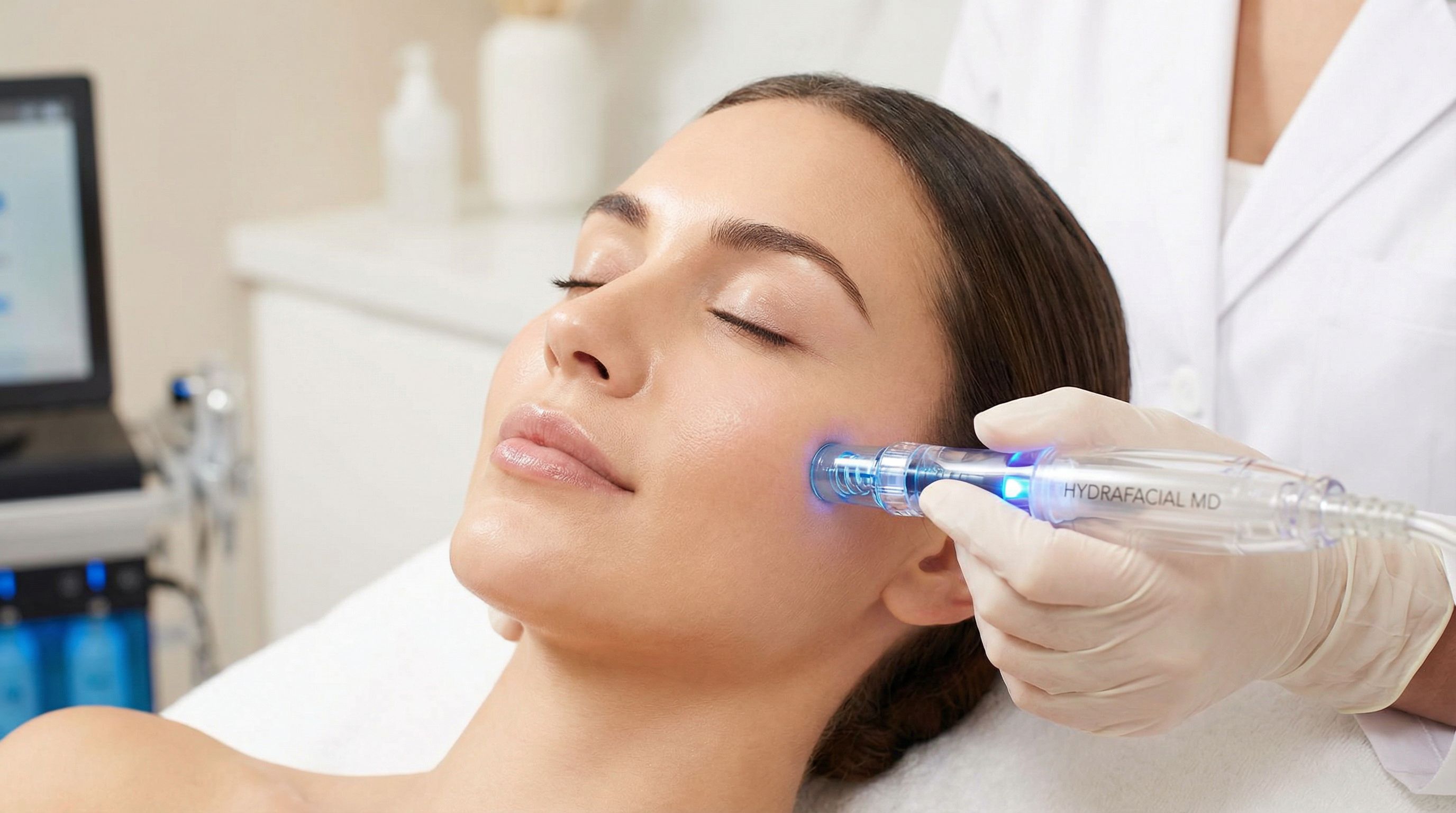 Hydrafacial treatment being performed