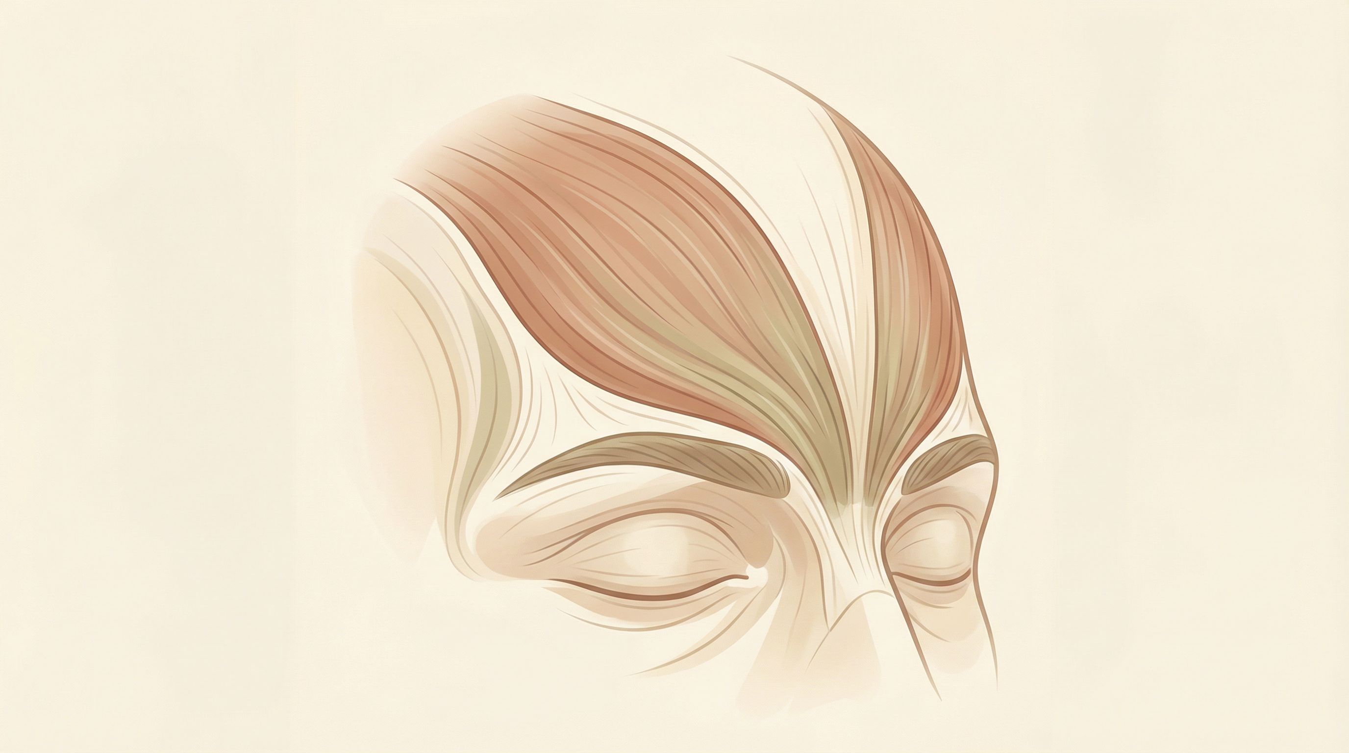 Facial muscle anatomy diagram showing forehead muscles