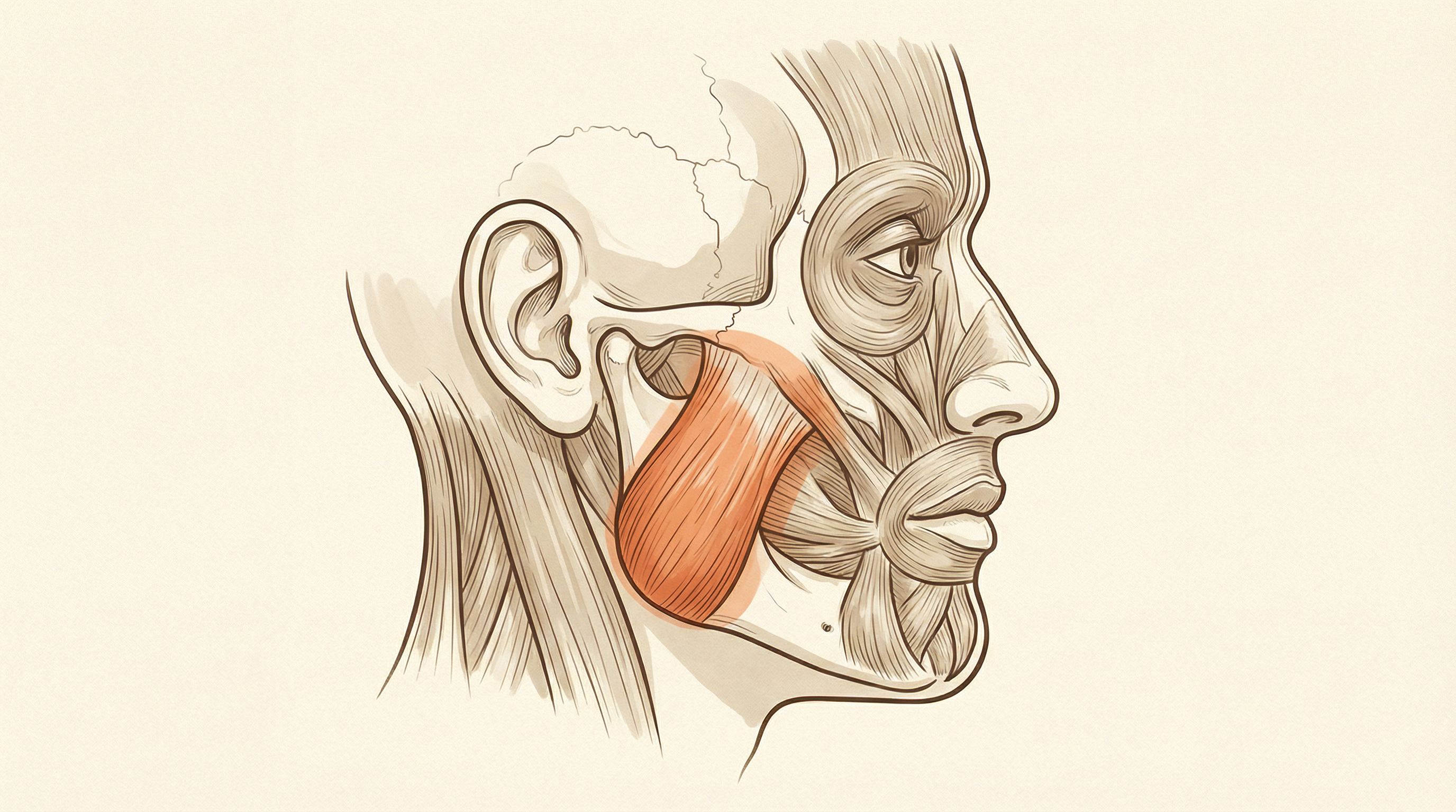 Masseter muscle anatomy diagram showing jaw muscle location