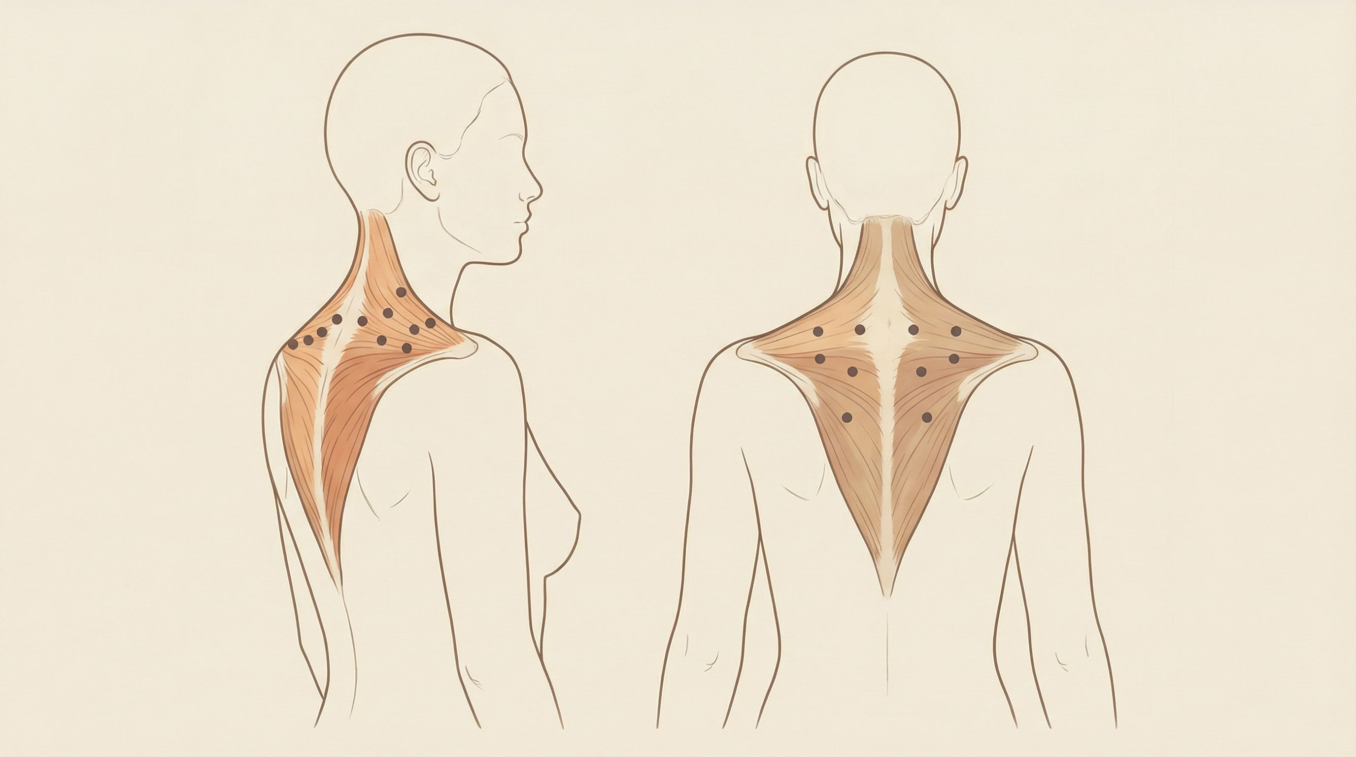 Trapezius muscle anatomy showing injection points for Botox treatment